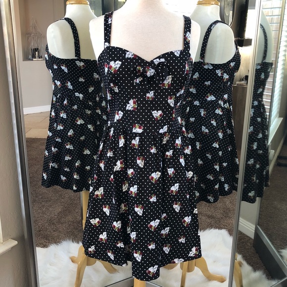 Hot To Dresses & Skirts - Hot Topic Polka Dot & Skulls Pin-Up Dress